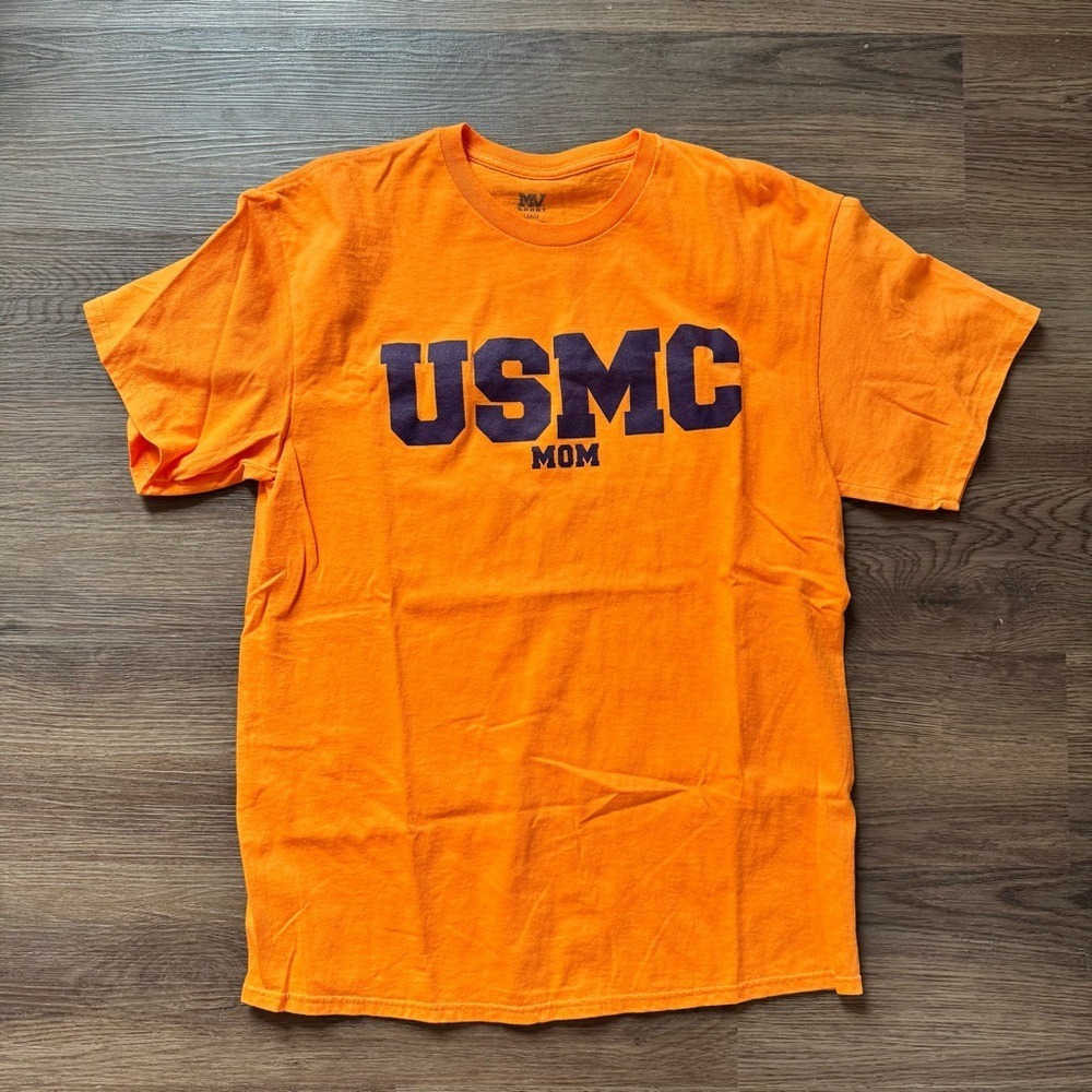 USMC Mom T Shirt Orange MV Sport US Marine Corps Patriotic Shirt